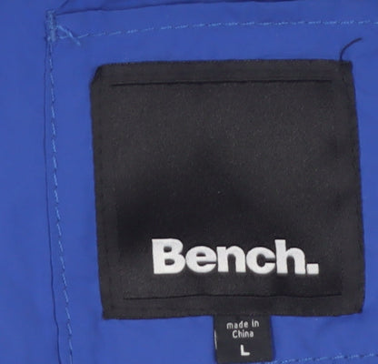 Bench Men's Blue Bomber Jacket L Lightweight Full Zip Windproof