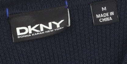 DKNY Men's Blue Wool Blend V-Neck Jumper M Classic Knit
