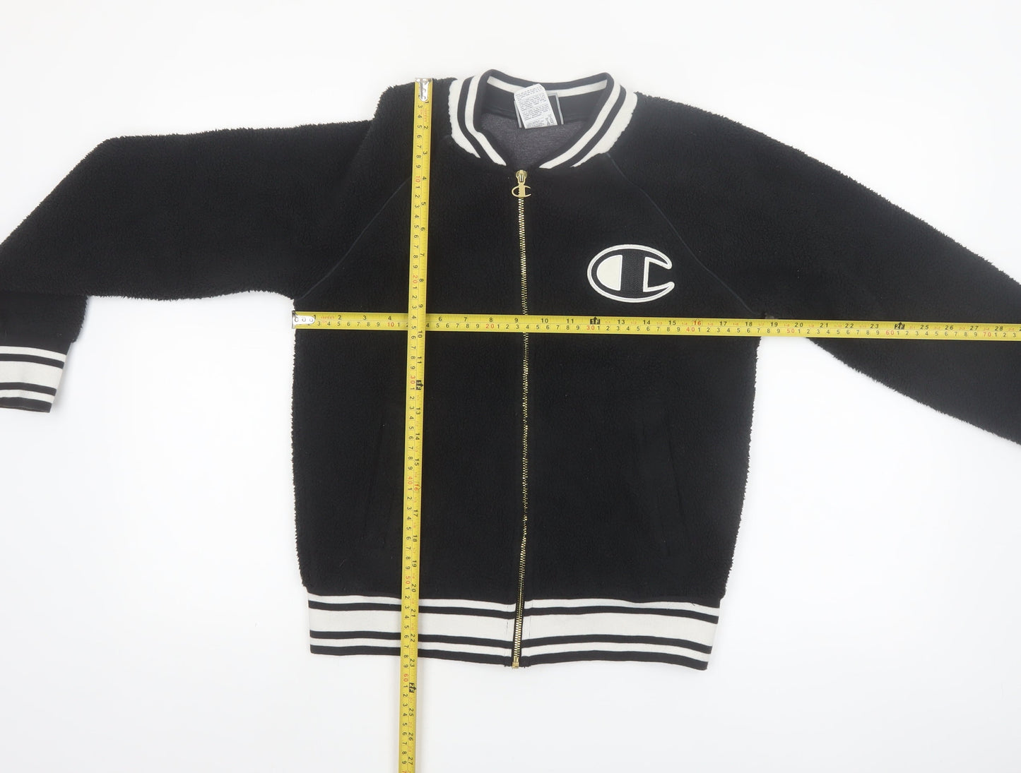 Champion Women's Black Small Varsity Logo Fleece Jacket