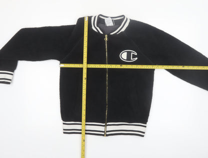 Champion Women's Black Small Varsity Logo Fleece Jacket