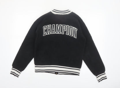 Champion Women's Black Small Varsity Logo Fleece Jacket
