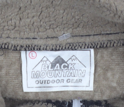 Black Mountain Men’s Brown Fleece Jacket L Animal Print Outdoor