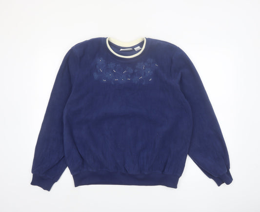 Alfred Dunner Women's Blue Pullover Sweatshirt Size M Embroidered Fleece