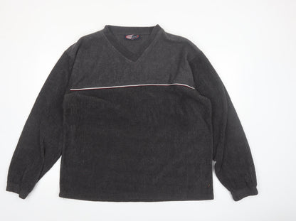 Duos Sport Men's Grey XL Pullover Knit V-Neck Sweatshirt