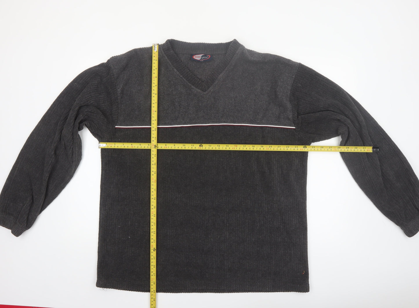Duos Sport Men's Grey XL Pullover Knit V-Neck Sweatshirt
