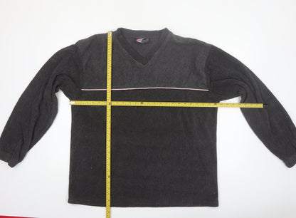 Duos Sport Men's Grey XL Pullover Knit V-Neck Sweatshirt