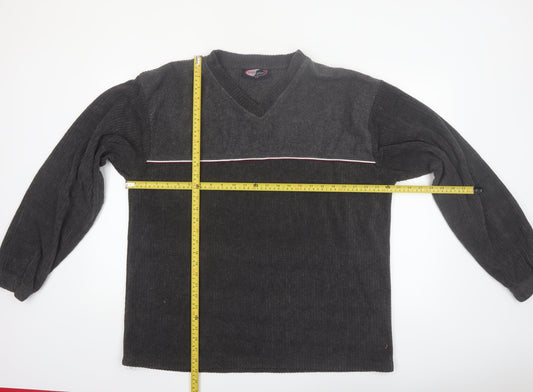 Duos Sport Men's Grey XL Pullover Knit V-Neck Sweatshirt
