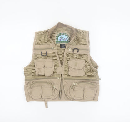 Master Sportsman Men's Beige Fishing Waistcoat M Multi Pocket Outdoor