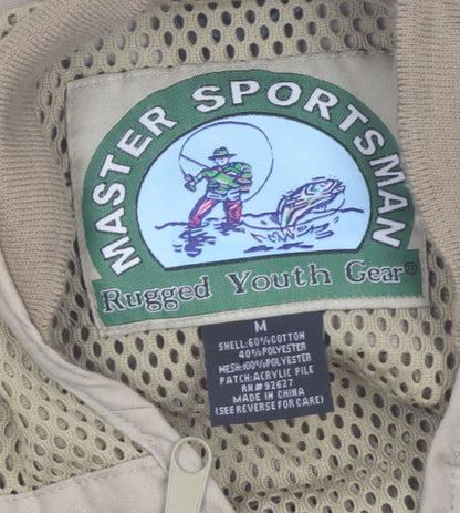 Master Sportsman Men's Beige Fishing Waistcoat M Multi Pocket Outdoor