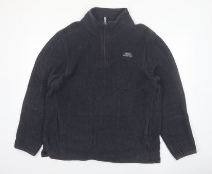 Weird Fish Men's Black XL 1/4 Zip Knit Fleece Pullover Sweatshirt