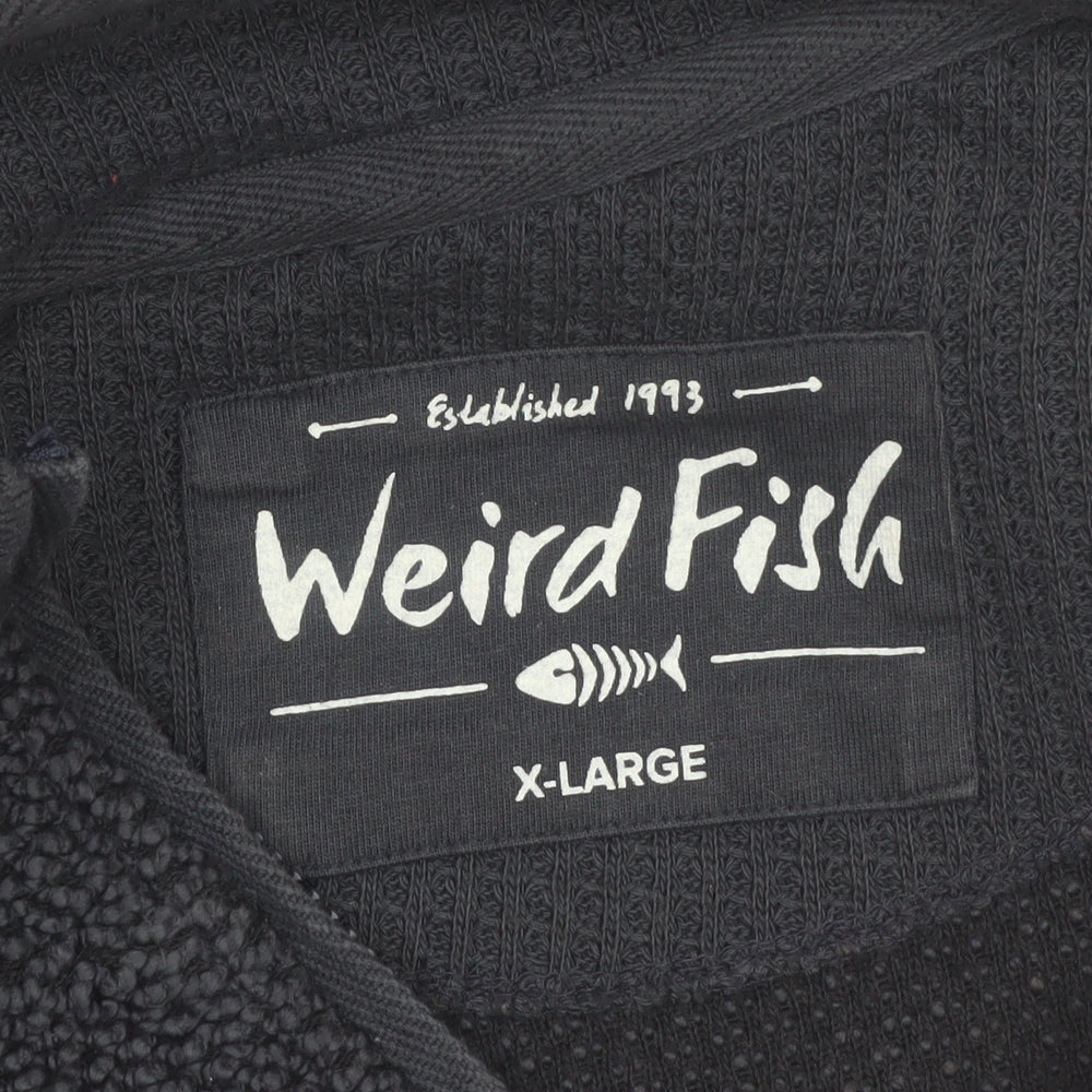 Weird Fish Men's Black XL 1/4 Zip Knit Fleece Pullover Sweatshirt