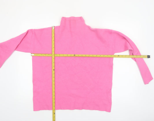 Tahari Women’s Pink Mock Neck Long Sleeve Knit Jumper Size L