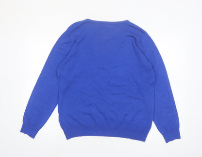 Ellie B Women's Blue Rhinestone Pullover Jumper L