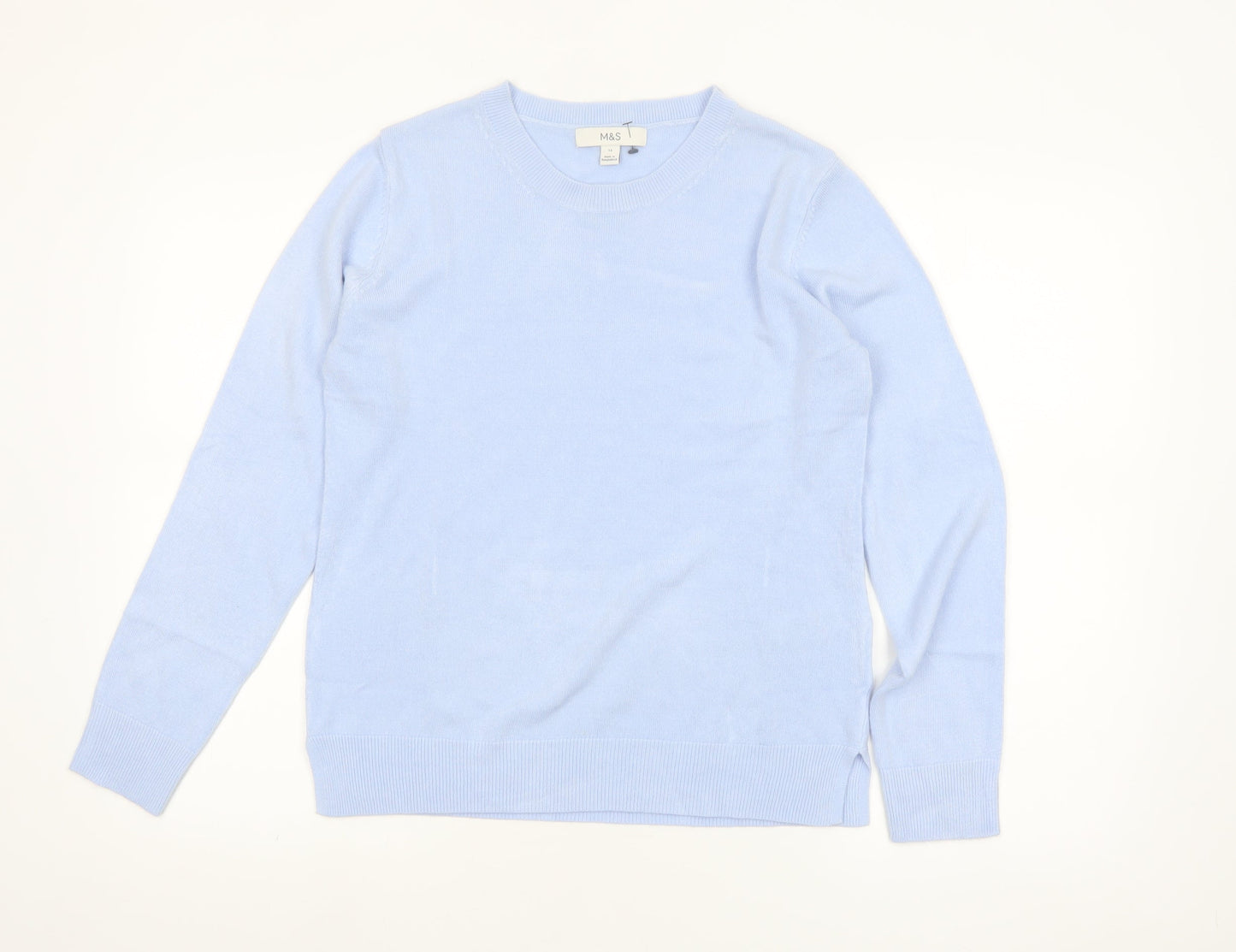Marks and Spencer Women Blue Size 12 Crew Neck Long Sleeve Jumper
