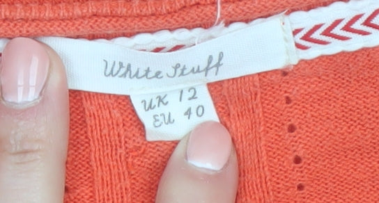 White Stuff Women’s Orange Cotton Button Cardigan UK 12