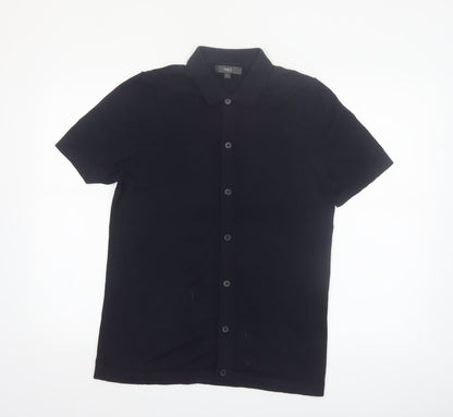 Marks and Spencer Men's Black Short Sleeve Collared Button Cardigan S