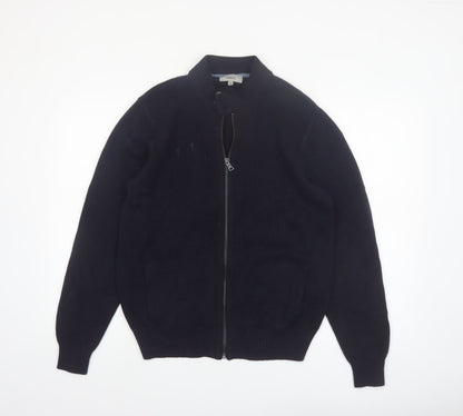Marks and Spencer Men's Blue Full Zip Cotton Jumper M Tailored Fit