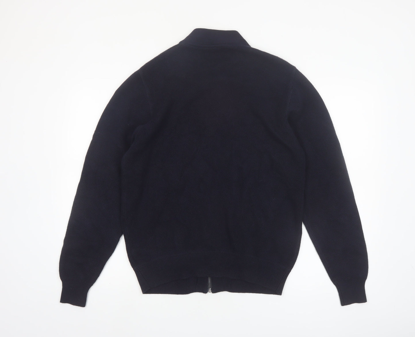 Marks and Spencer Men's Blue Full Zip Cotton Jumper M Tailored Fit