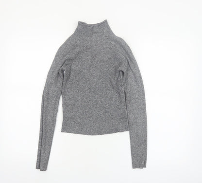Bershka Women’s Grey Mock Neck Slim Fit Knit Jumper Size 12