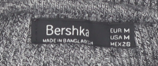 Bershka Women’s Grey Mock Neck Slim Fit Knit Jumper Size 12