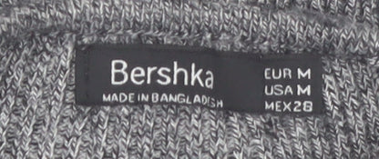 Bershka Women’s Grey Mock Neck Slim Fit Knit Jumper Size 12