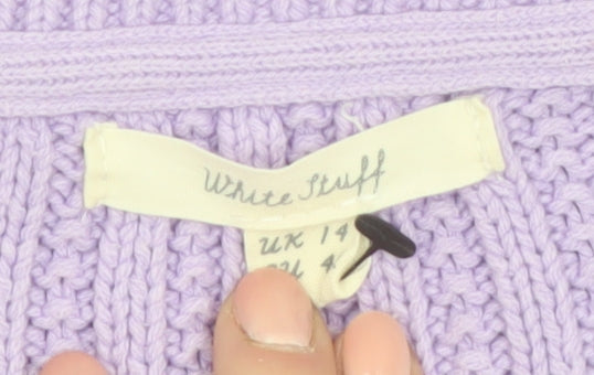 White Stuff Womens Purple Crew Neck Chunky Knit Jumper Size 14