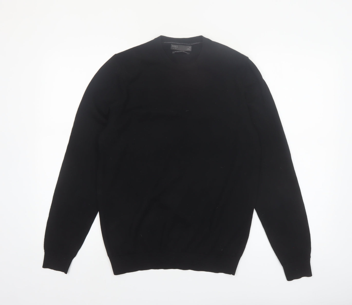 Marks and Spencer Men’s Black Extra Fine Merino Wool Jumper M