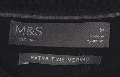 Marks and Spencer Men’s Black Extra Fine Merino Wool Jumper M