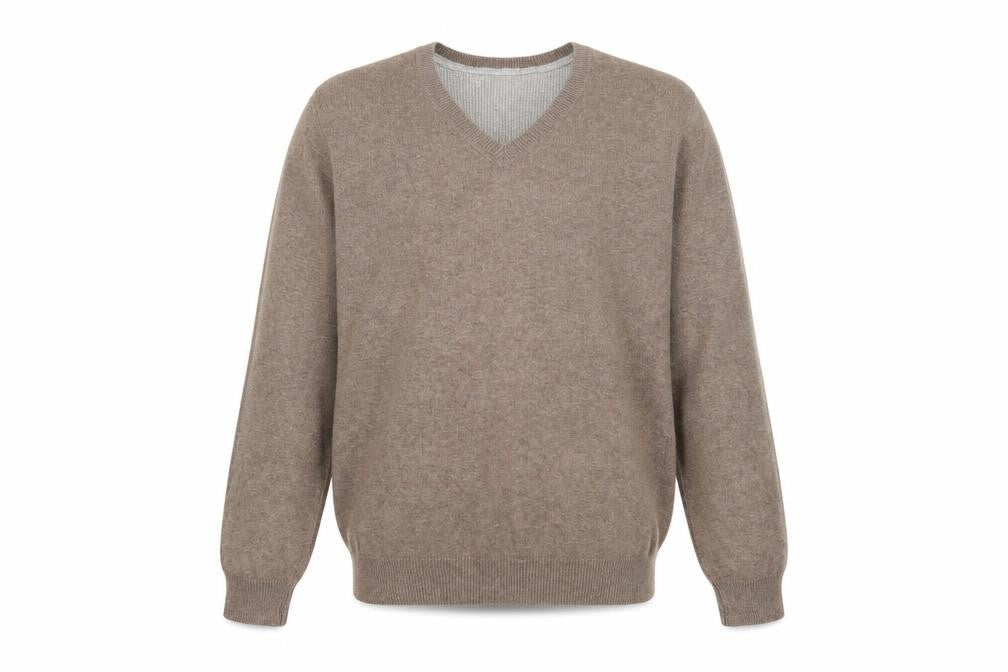 Marks and Spencer Men’s Brown Cotton V-Neck Jumper M Regular Fit