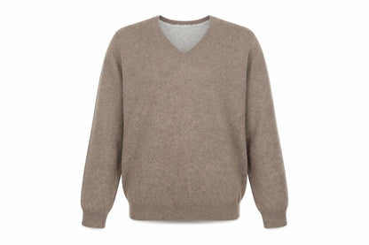 Marks and Spencer Men’s Brown Cotton V-Neck Jumper M Regular Fit
