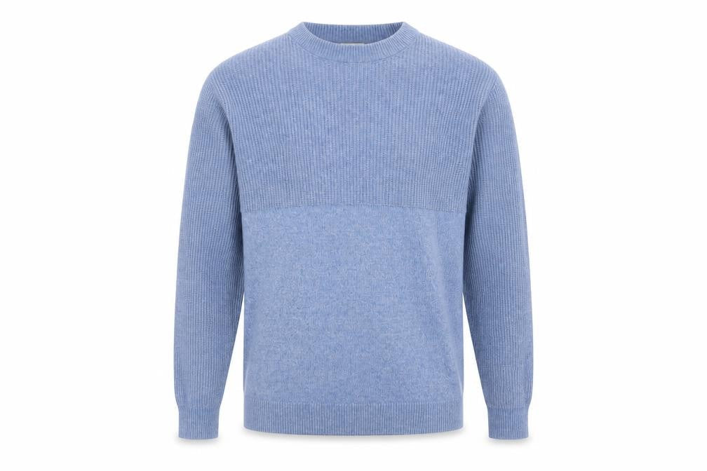 Easy Men Blue Crew Neck Knit Pullover Jumper Size L