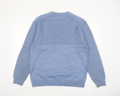 Easy Men Blue Crew Neck Knit Pullover Jumper Size L