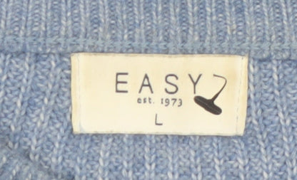Easy Men Blue Crew Neck Knit Pullover Jumper Size L