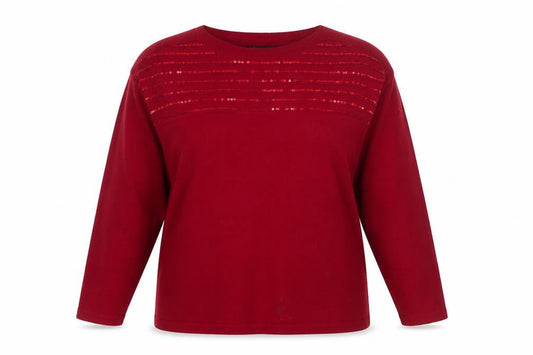 Bonmarché Women's Red Sequin Pullover Jumper Size 16