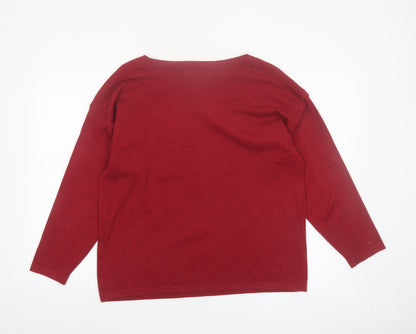 Bonmarché Women's Red Sequin Pullover Jumper Size 16