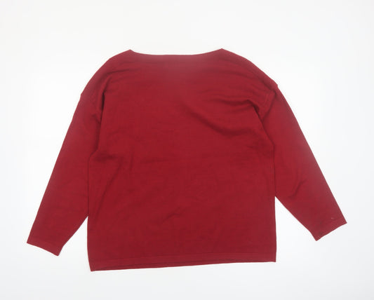 Bonmarché Women's Red Sequin Pullover Jumper Size 16
