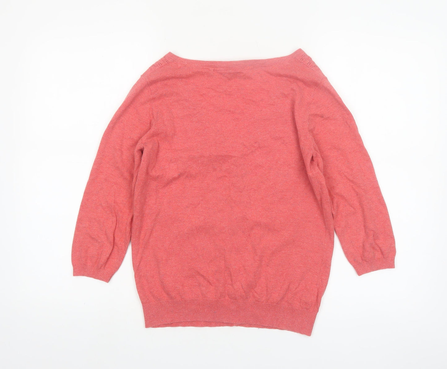 Fat Face Womens Pink Cotton Silk Blend V-Neck Cardigan Size 10