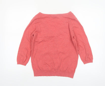 Fat Face Womens Pink Cotton Silk Blend V-Neck Cardigan Size 10