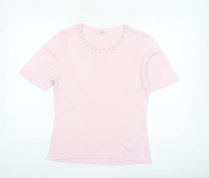Marks and Spencer Womens Dusted Pink Acrylic Short Sleeve Jumper UK 12