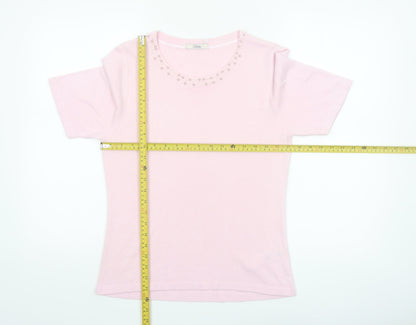 Marks and Spencer Womens Dusted Pink Acrylic Short Sleeve Jumper UK 12