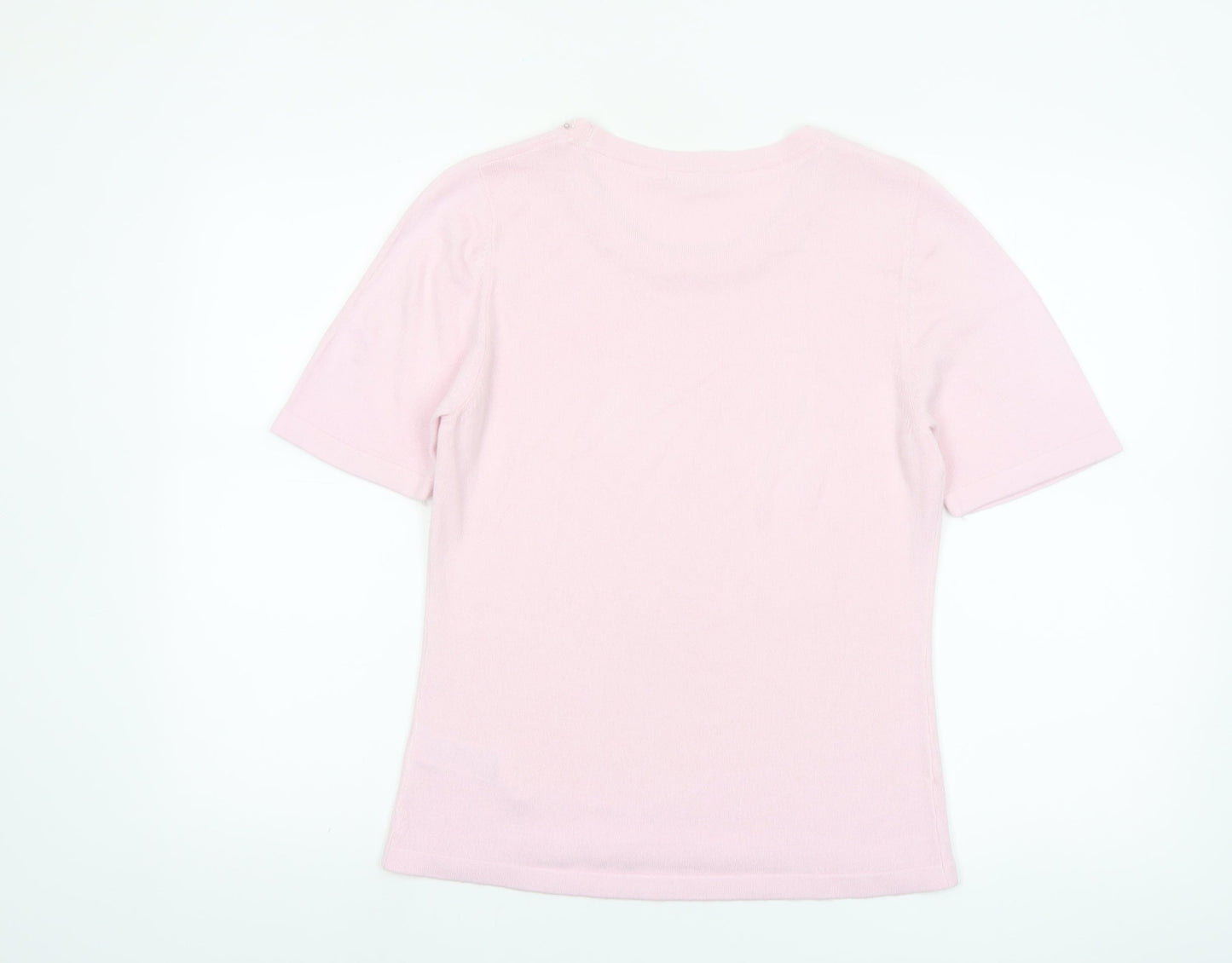Marks and Spencer Womens Dusted Pink Acrylic Short Sleeve Jumper UK 12