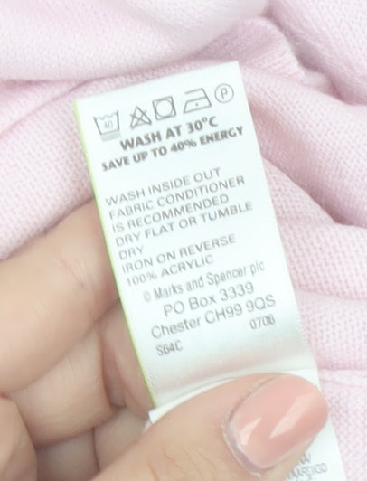 Marks and Spencer Womens Dusted Pink Acrylic Short Sleeve Jumper UK 12