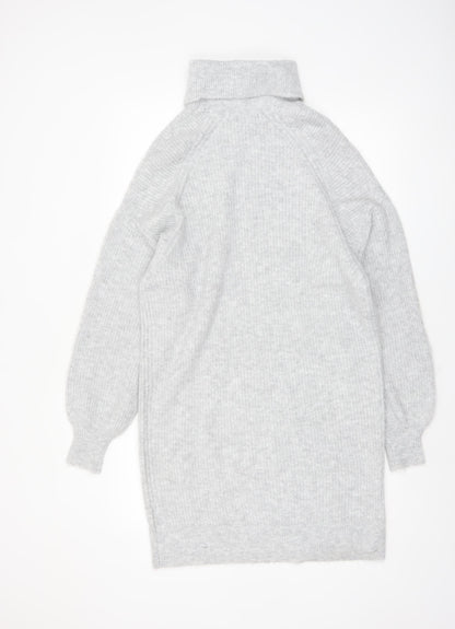 PrettyLittleThing Women’s Grey Roll Neck Long Sleeve Knit Jumper S