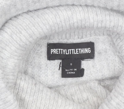 PrettyLittleThing Women’s Grey Roll Neck Long Sleeve Knit Jumper S