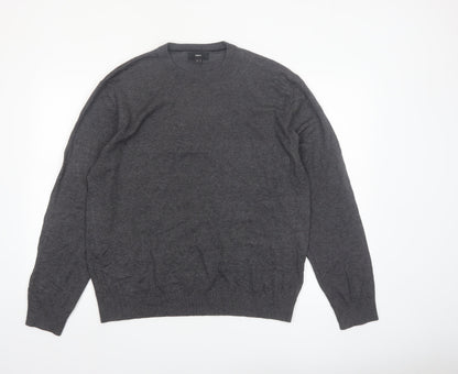 NEXT Men's Grey Cotton Blend Crew Neck Jumper L Regular Fit
