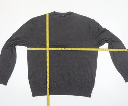 NEXT Men's Grey Cotton Blend Crew Neck Jumper L Regular Fit