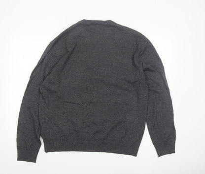 NEXT Men's Grey Cotton Blend Crew Neck Jumper L Regular Fit