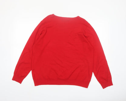 Ellie B Women's Red Rhinestone Pullover Jumper XL