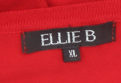 Ellie B Women's Red Rhinestone Pullover Jumper XL