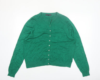 Marks and Spencer Womens Green Cardigan UK 20 Crew Neck Knit
